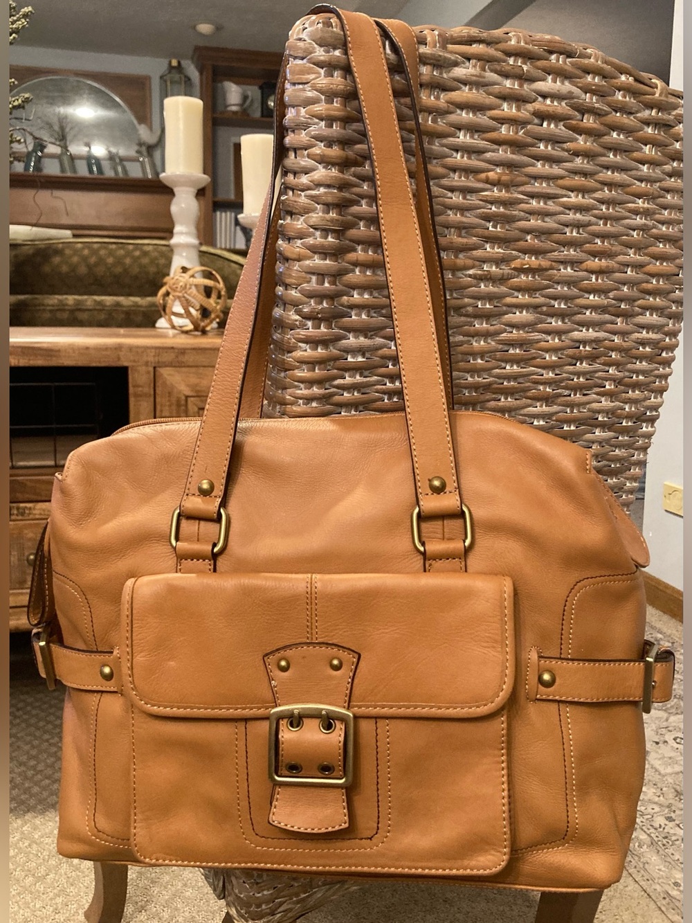 Franklin Covey Genuine Leather Work/Laptop Tote Bag